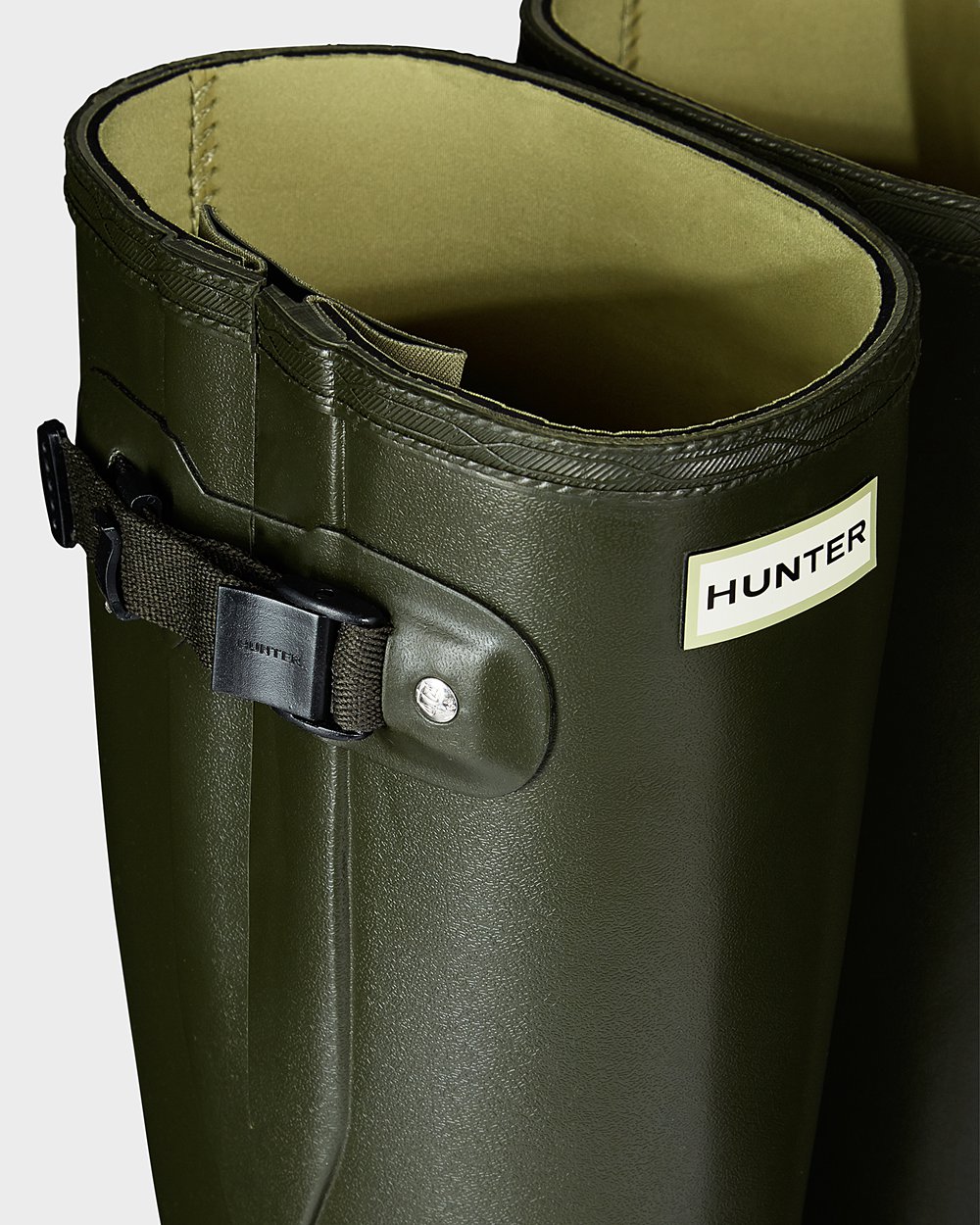 Hunter Høye Gummistøvler Mørke Olivengrønne - Herre Norris Field Side Adjustable Neoprene Lined - No